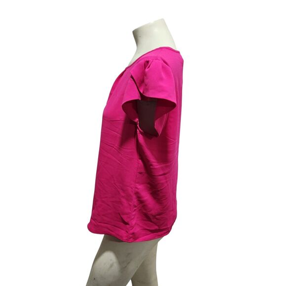 Anne Klein Flutter Sleeve Hot Pink Office Top Wmn SZ Medium Corporate Office NWT - Picture 4 of 4